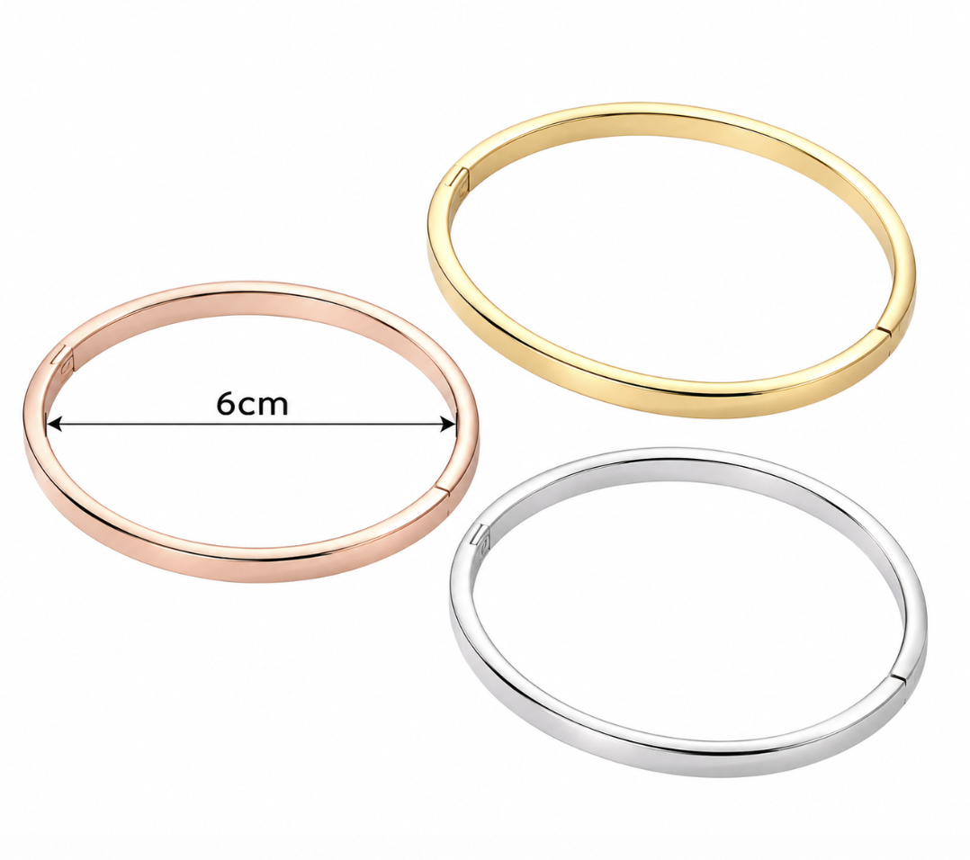 Set of 3 Stainless Steel Bangles: Gold, Rose Gold and Silver - Image 5