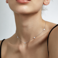 Silver Colour Stainless Steel Triangles Choker