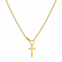 Gold Plated Stainless Steel Front Cross Necklace
