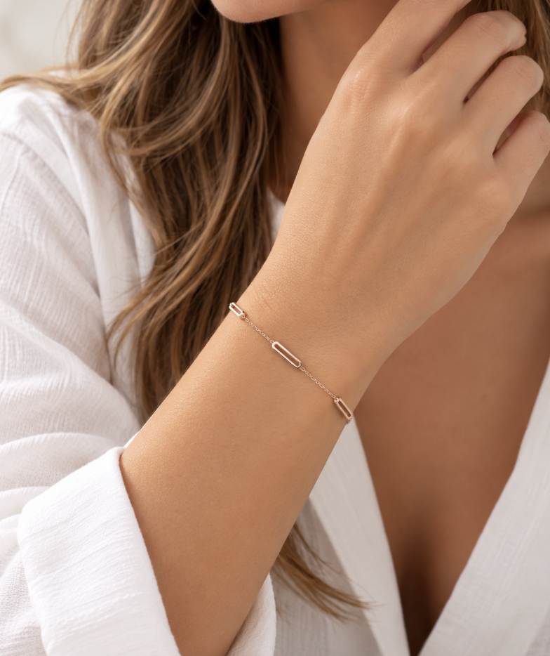 Rose Gold Plated Geometric Stainless Steel Bracelet - Image 4