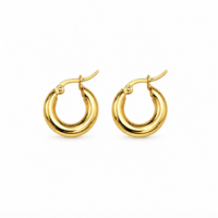 Gold Plated Chunky Round Hoop Earrings - 20mm