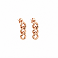Rose Colour Stainless Steel Figaro Drop Earrings