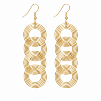 Gold Colour Spiral Circles in Circles Drop Earrings