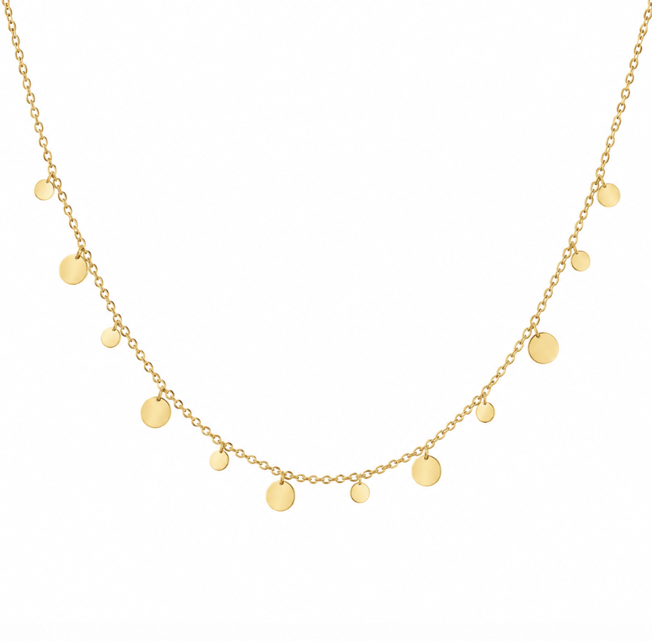 Gold Colour Stainless Steel Circle Drop Charm Necklace