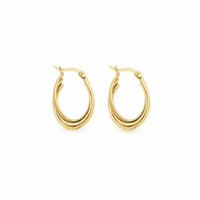 Gold Colour Stainless Steel Tri Oval Hoop Earrings