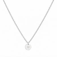 Silver Stainless Steel Heart Disc Pendant Necklace