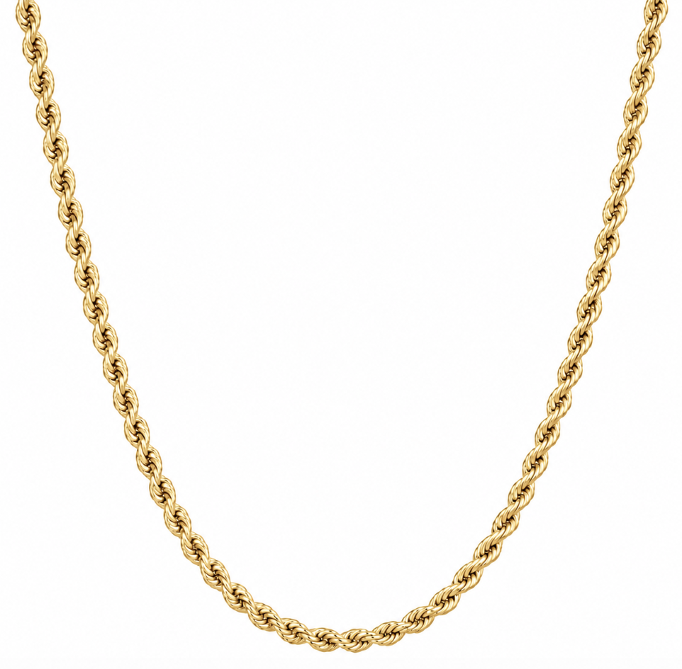 4mm Rope Gold Colour Chain Twist Necklace