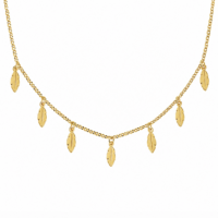 Gold Plated Feather Charms Stainless Steel Necklace