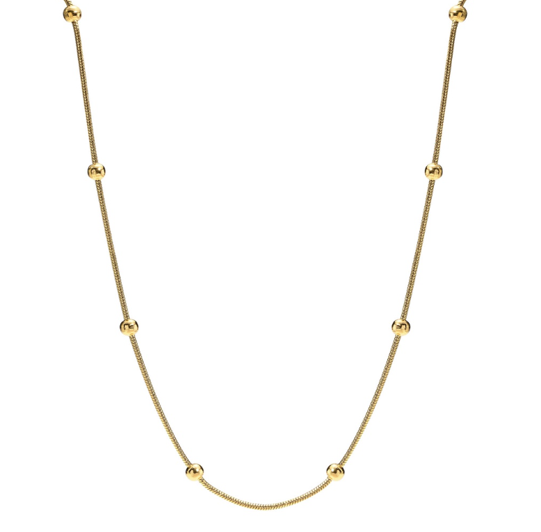 Gold Colour Stainless Steel Beaded Accent Necklace