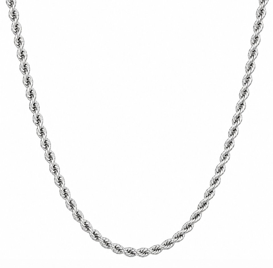 4mm Rope Chain Twist Stainless Steel Necklace 45cm