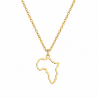 Gold Hollow Map of Africa Stainless Steel Necklace