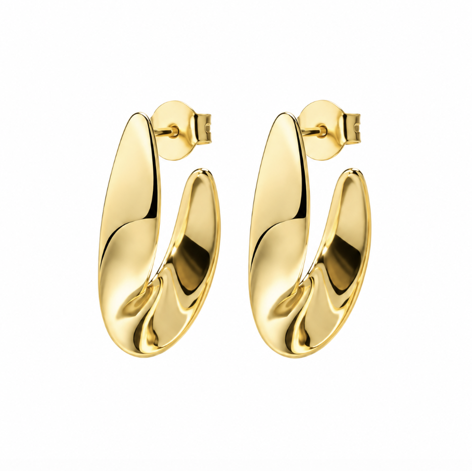 Gold Plated Stainless Steel Swirl Design Earrings`