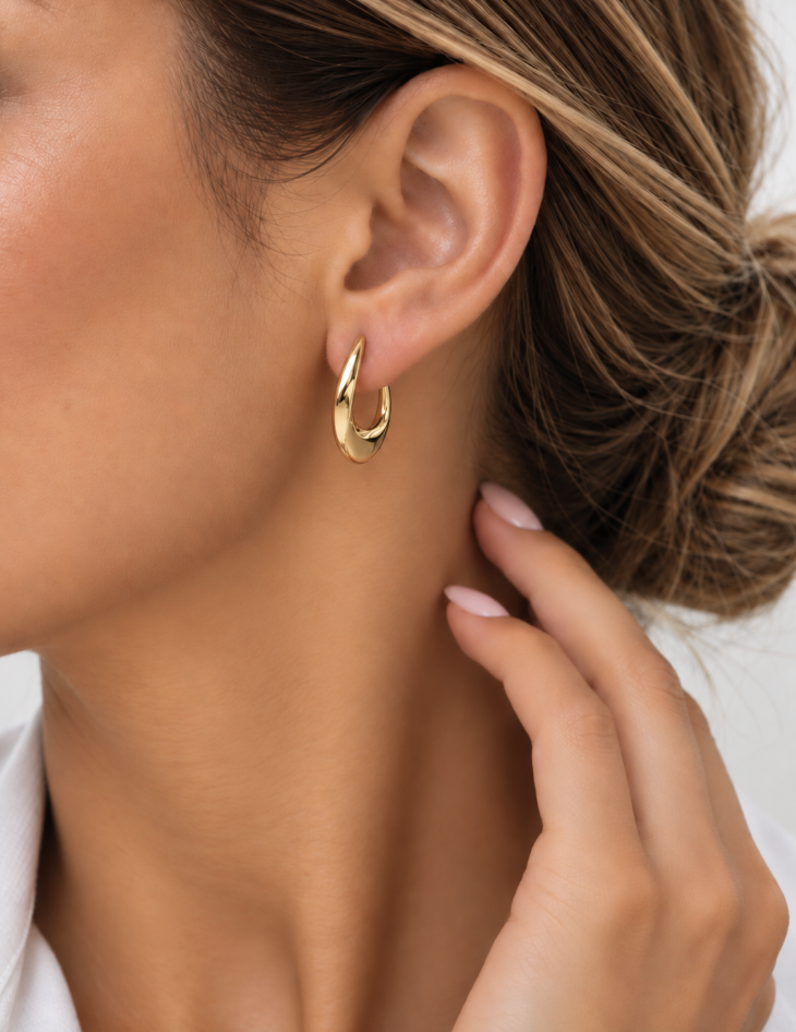 Gold Plated Stainless Steel Swirl Design Earrings` - Image 2