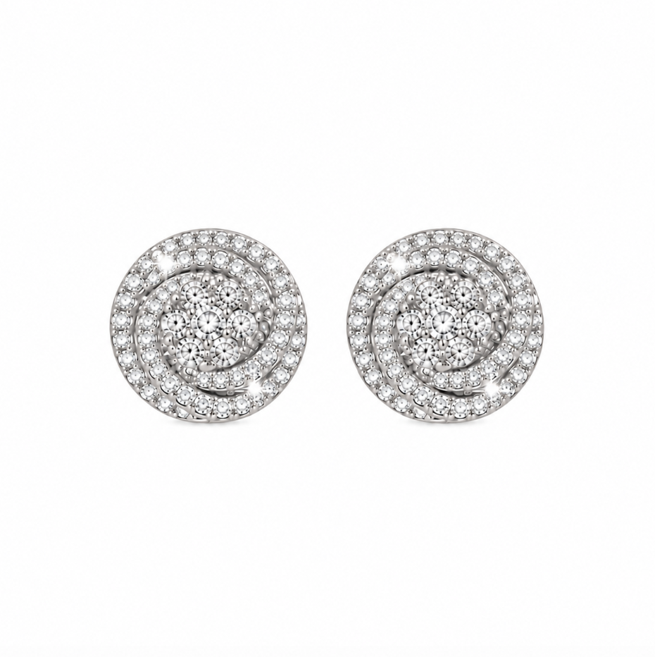 Sparkling Silver Plated Rose-Shaped Stud Earrings