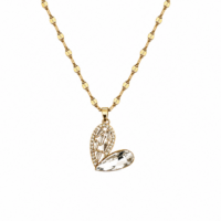 White Rhinestone Heart Pendant Necklace