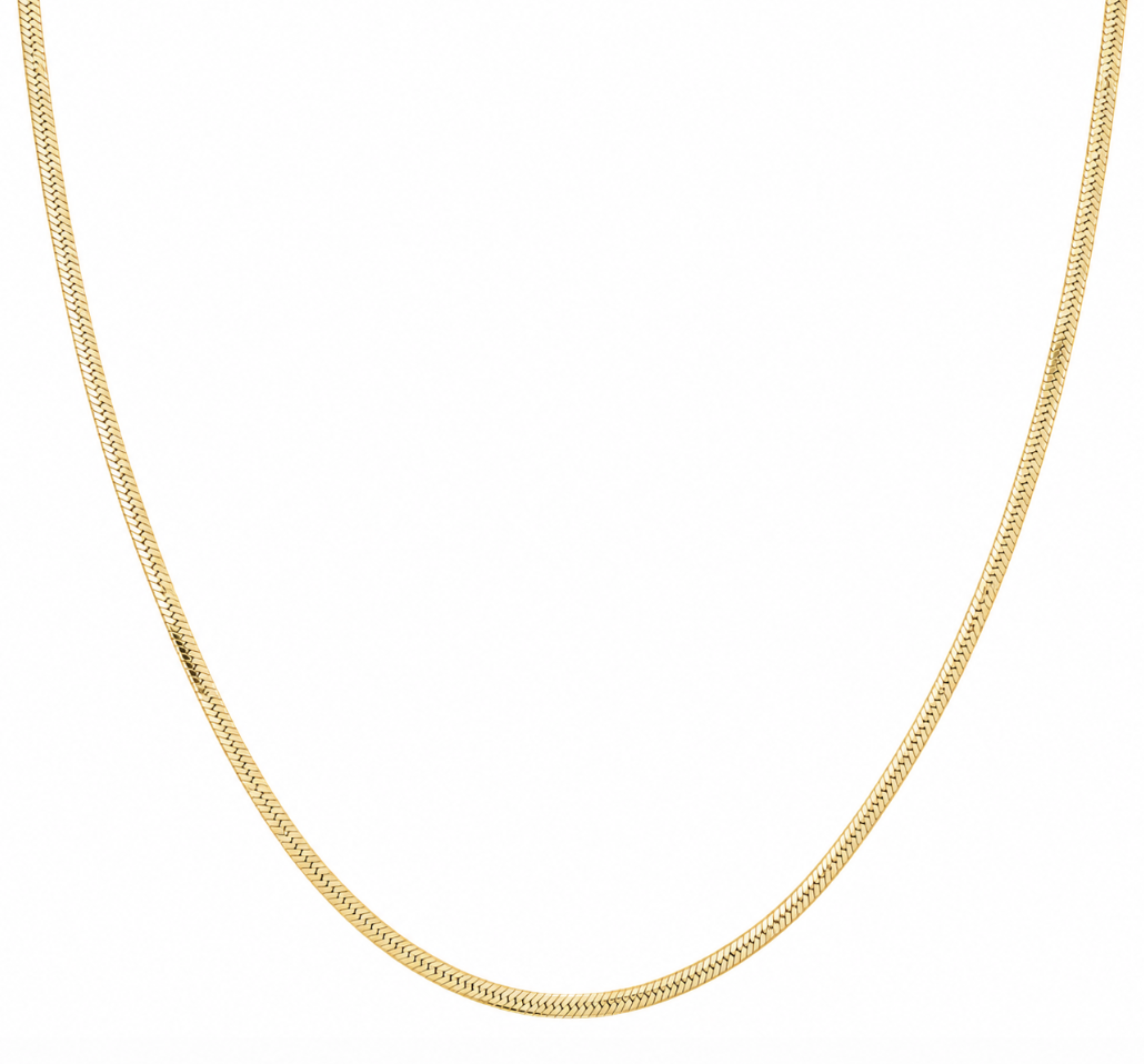 2mm Herringbone Snake Gold Stainless Steel Necklace