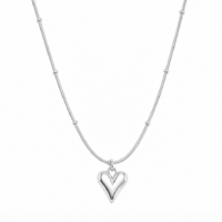 Chic Heart Beaded Silver Stainless Steel Necklace