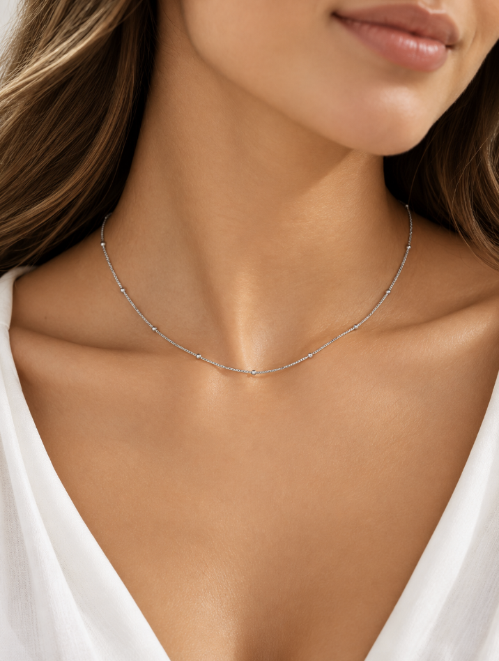 Dainty Silver Stainless Steel Cosmo Necklace - Image 2