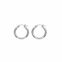 Silver Plated Stainless Steel 15mm Hoop Earring
