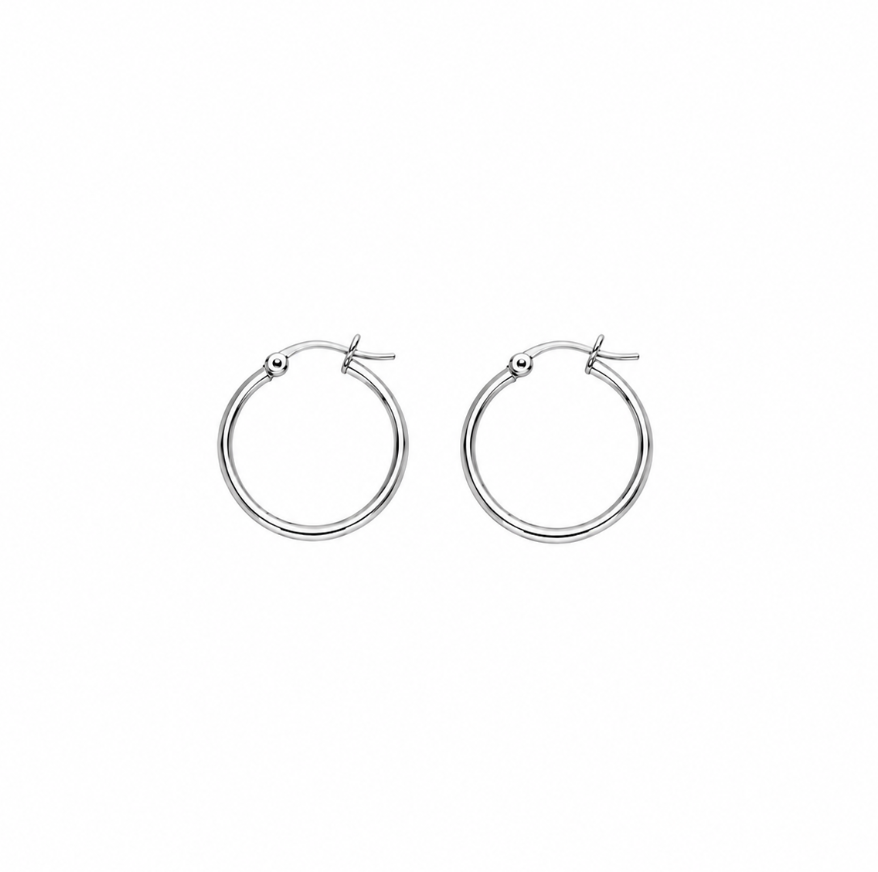 Silver Plated Stainless Steel 20mm Hoop Earring