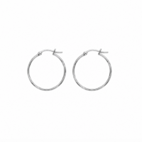 Silver Stainless Steel Round Hoop Earrings 25mm
