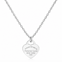 Forever Love Heart Silver Plated Pendant Necklace