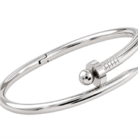 Silver Stainless Steel Nail and Ball Accent Bangle