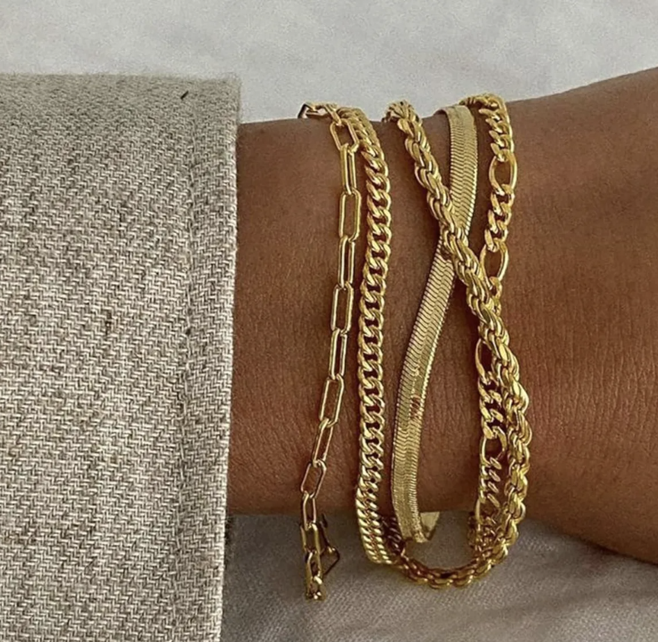Set of 5 Gold Stainless Steel Stacking Bracelets - Image 3