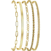 Set of 5 Gold Stainless Steel Stacking Bracelets