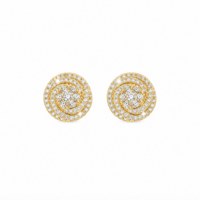 Gold Sparkling Rose Swirl Design Stud Earrings