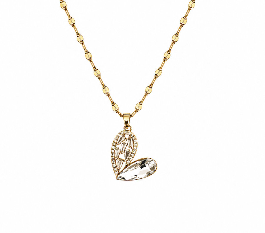 Gold Plated Crystal Heart Pendant Necklace