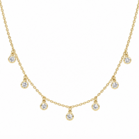 7 Crystal Drops Charm Stainless Steel Necklace