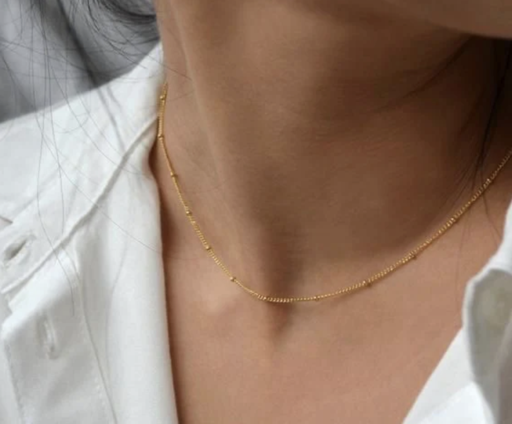 Dainty Gold Stainless Steel Paper Satellite Necklace - Image 2