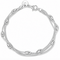 925 Silver Plated 3 Layer Snake Chain Bracelet