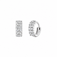 Tiny Silver Plated Double Row Crystal Earrings