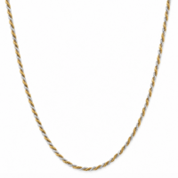 Two Tone Diamond Cut Rope Necklace 45cm