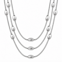 Silver Plated Multi Layered Oval Bead Necklace