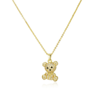 Gold Plated Crystallised Teddy Bear Necklace