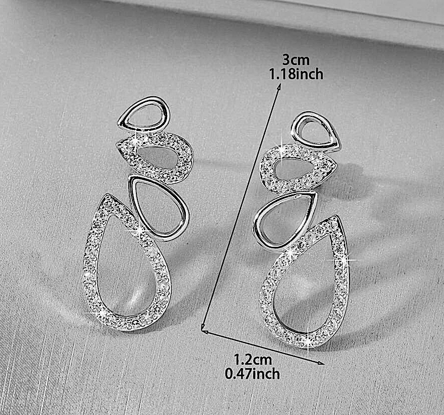 Silver Plated Aurora Cascade Crystal Earrings - Image 3