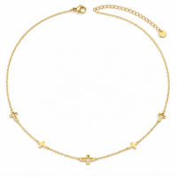 18k Gold Plated Multi Hollow Cross Pendant Necklace