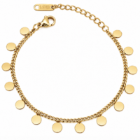 Gold Plated Tassel Disc Stainless Steel Bracelet