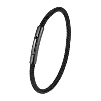 Men's Black Wire Rope Stainless Steel Bracelet