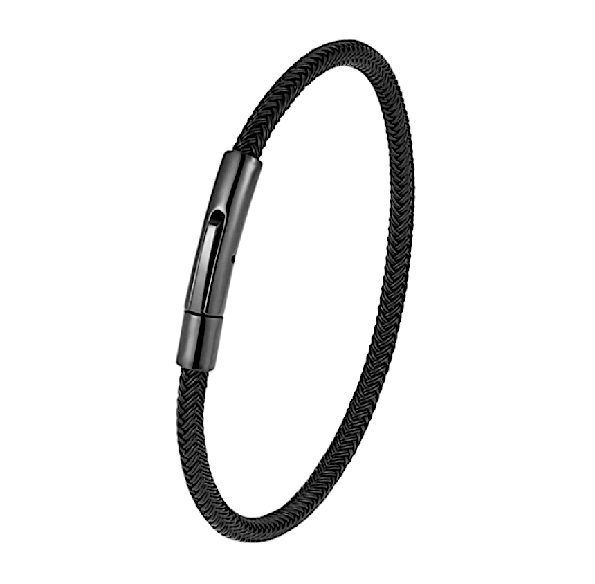 Men's Black Wire Rope Stainless Steel Bracelet