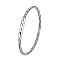 Men's Silver Wire Rope Stainless Steel Bracelet