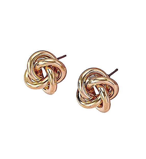 Love Knot Gold Plated and Polished Stud Earrings