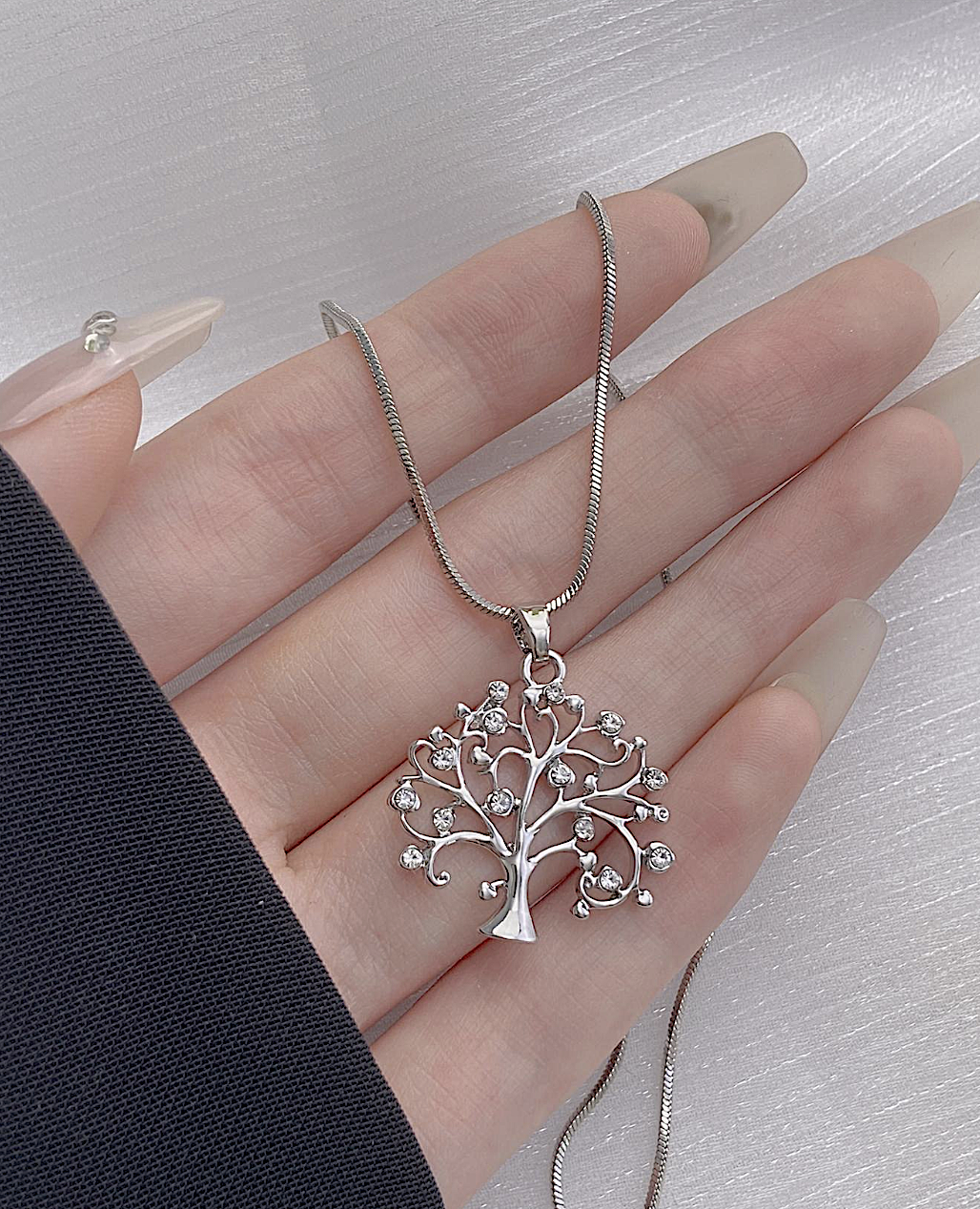 Silver Plated Steel Tree of Life Pendant Necklace - Image 3