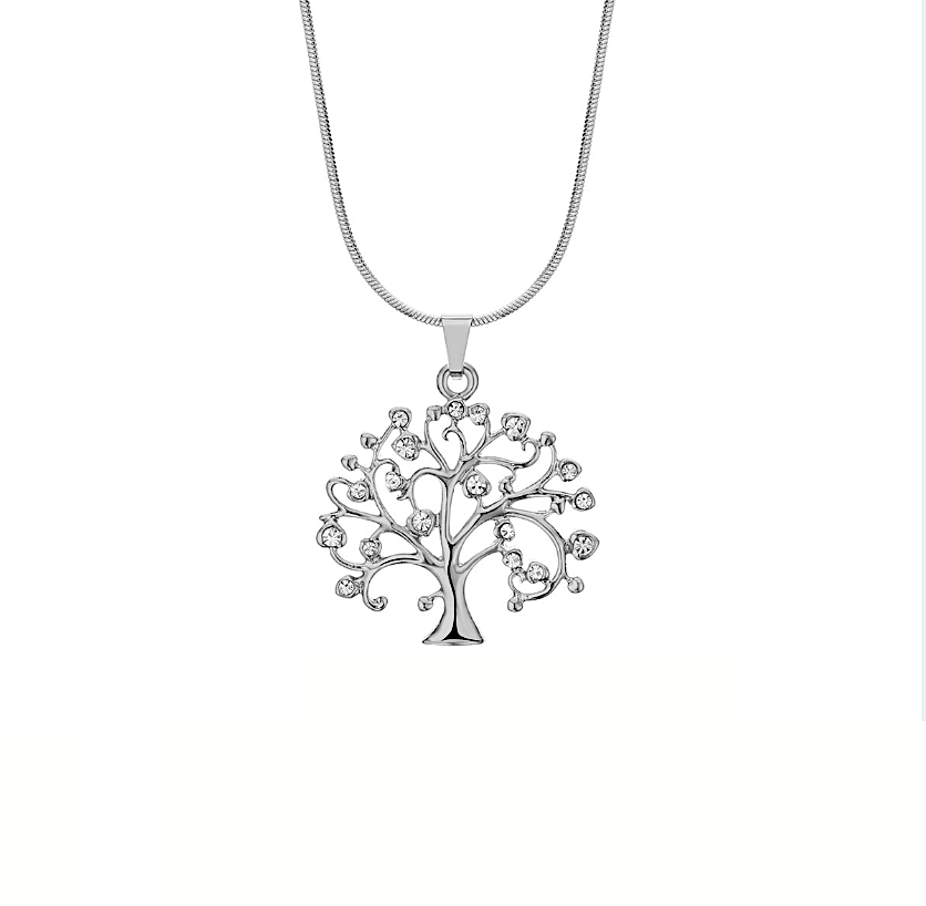 Silver Plated Steel Tree of Life Pendant Necklace