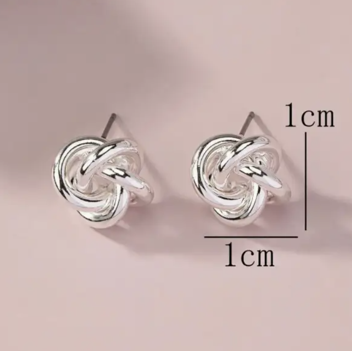 Love Knot Silver Plated and Polished Stud Earrings - Image 3