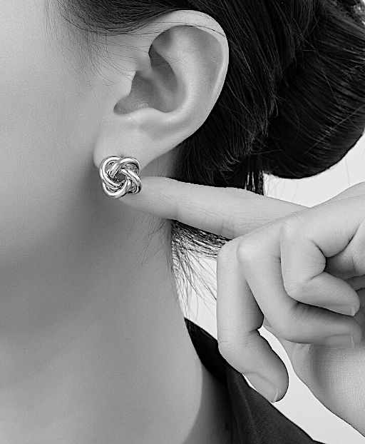 Love Knot Silver Plated and Polished Stud Earrings - Image 2