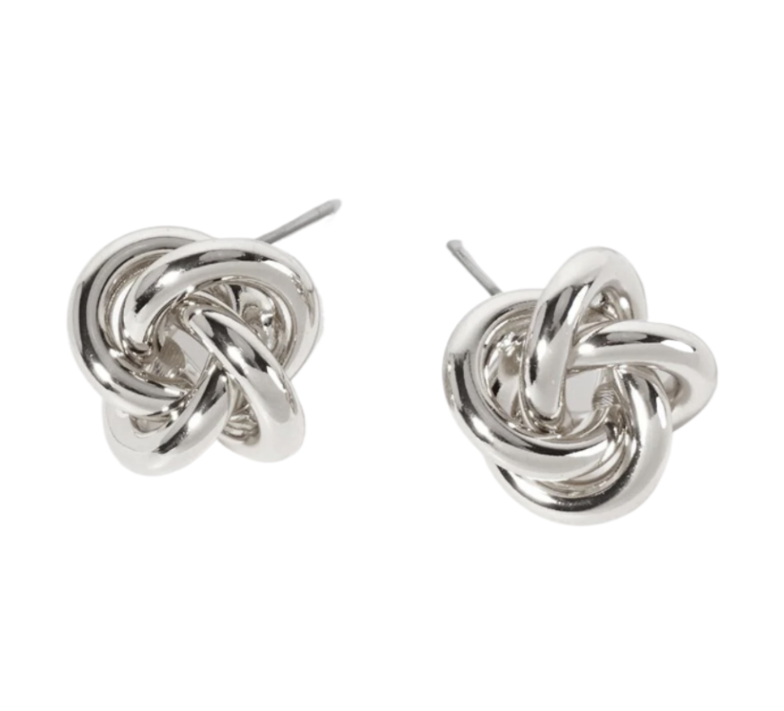 Love Knot Silver Plated and Polished Stud Earrings